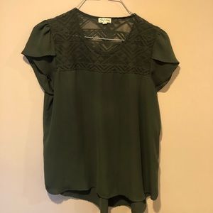 (S) Olive Green Lace Blouse